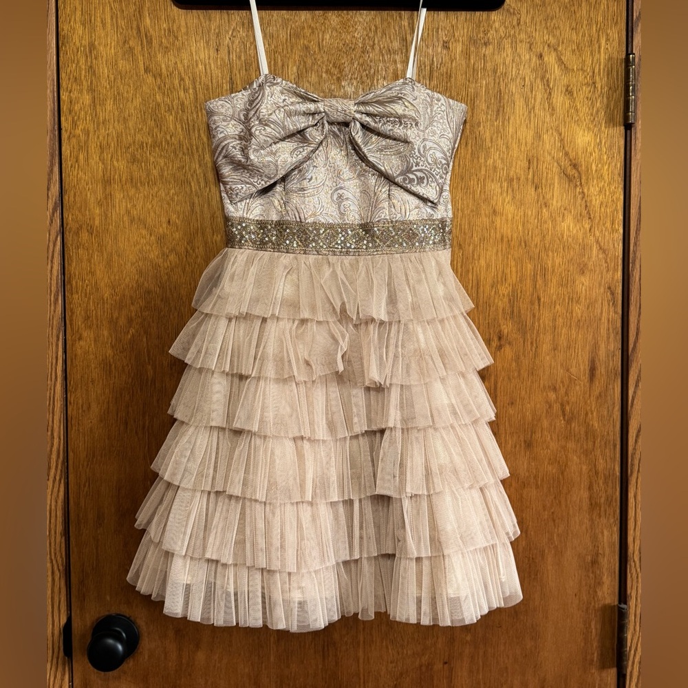 Deb Cream Layered Formal Homecoming/Prom Dress